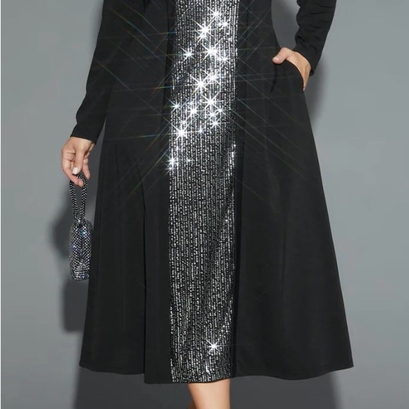 BloomChic Classic Black Glitter Dress. Size 22-24(3X) 50 inches top to bottom - Picture 2 of 5